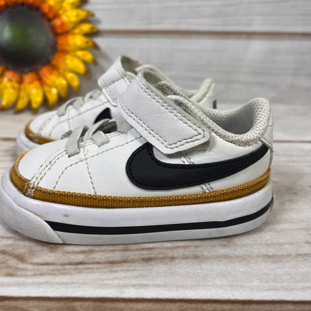 Nike‎ Court Legacy Toddler Sneakers White Black Shoes Tennis Kids 4C